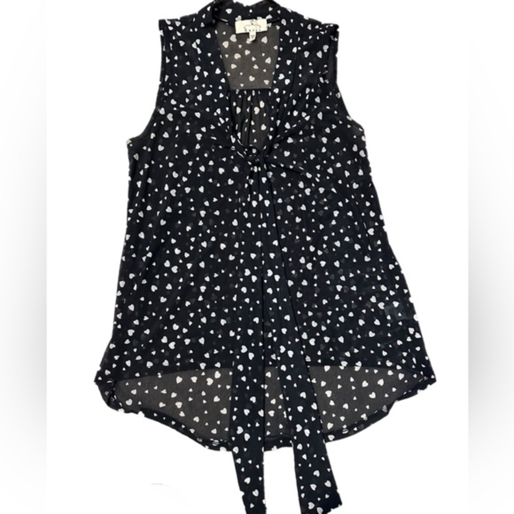 Black sheer tank top with hearts Valentine’s Day size medium